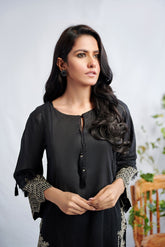 DC-0365 Black Embroidered Kurta